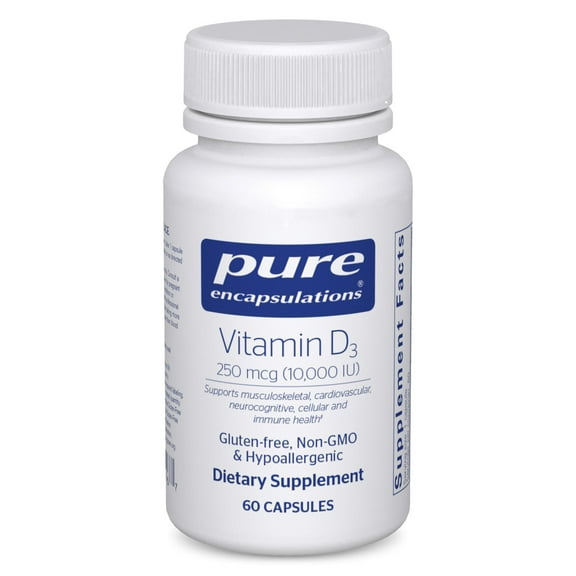 Pure Encapsulations Vitamin D3 250 mcg (10,000 IU) - Supplement to Support Bone, Joint, Breast, Heart, Colon & Immune Health - With Premium Vitamin D - 60 Capsules
