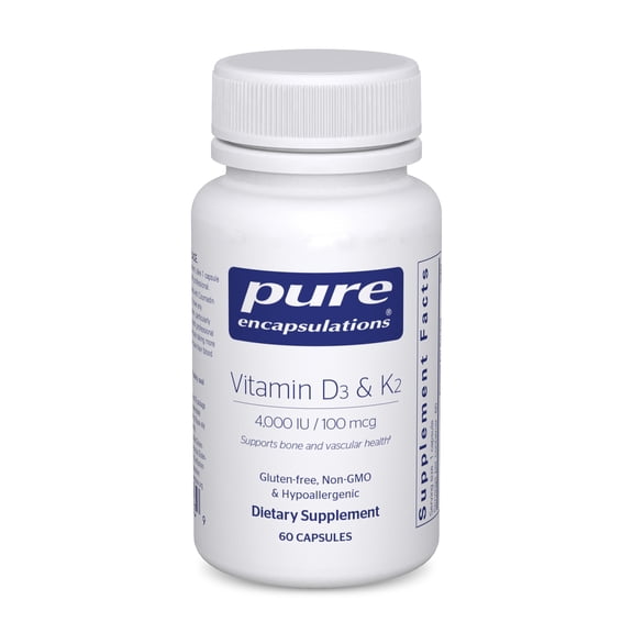 Pure Encapsulations Vitamin D3 & K2, Bone & Vascular Health*, 60 Count