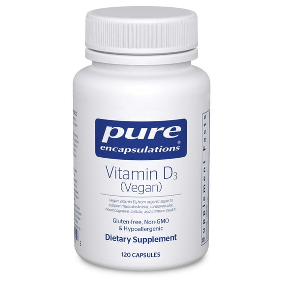 Pure Encapsulations Vitamin D3 Vegan | Support for Musculoskeletal, Cardiovascular, Neurocognitive, Cellular, and Immune Health* | 120 Capsules