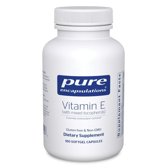 Pure Encapsulations Vitamin E (With Mixed Tocopherols) - Antioxidant Protection & Cellular Function - Contains Mixed Tocopherols - Non-GMO - 180 Softgel Capsules