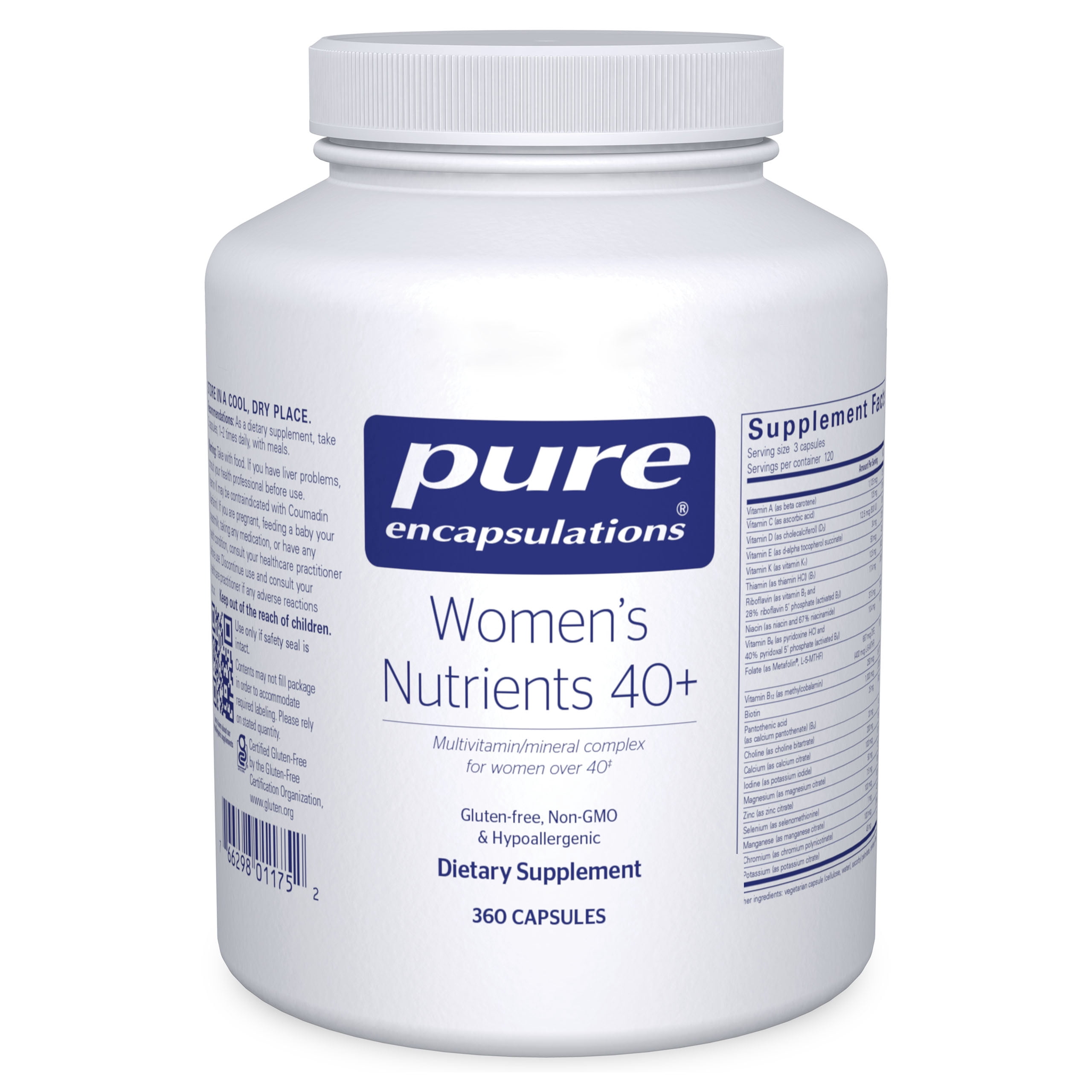 Pure Encapsulations Women's Nutrients 40+ - Multivitamin for Women Over 40 to Support Urinary Tract Health, Breast Cell Health & Eye Integrity* - with Vitamin C, E & A - 360 Capsules