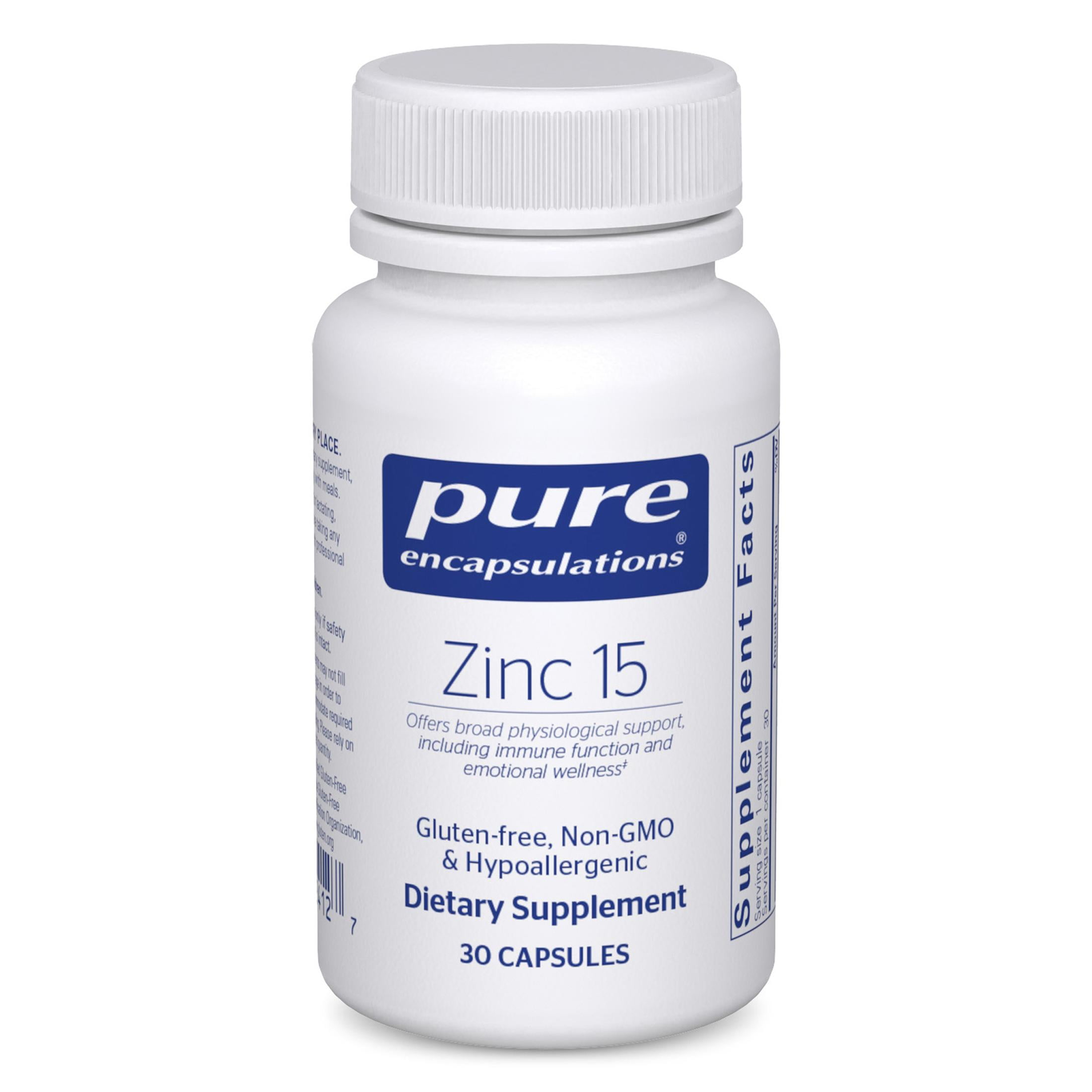 Pure Encapsulations Zinc 15 mg - Zinc Picolinate Supplement for Immune System Support, Growth & Development - for Wound Healing - 30 Capsules
