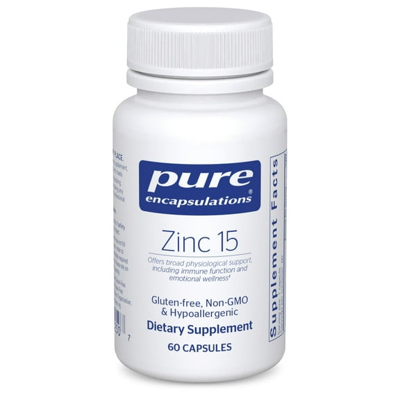 Pure Encapsulations Zinc 15 mg - Zinc Picolinate Supplement for Immune System Support, Growth & Development - for Wound Healing - 60 Capsules