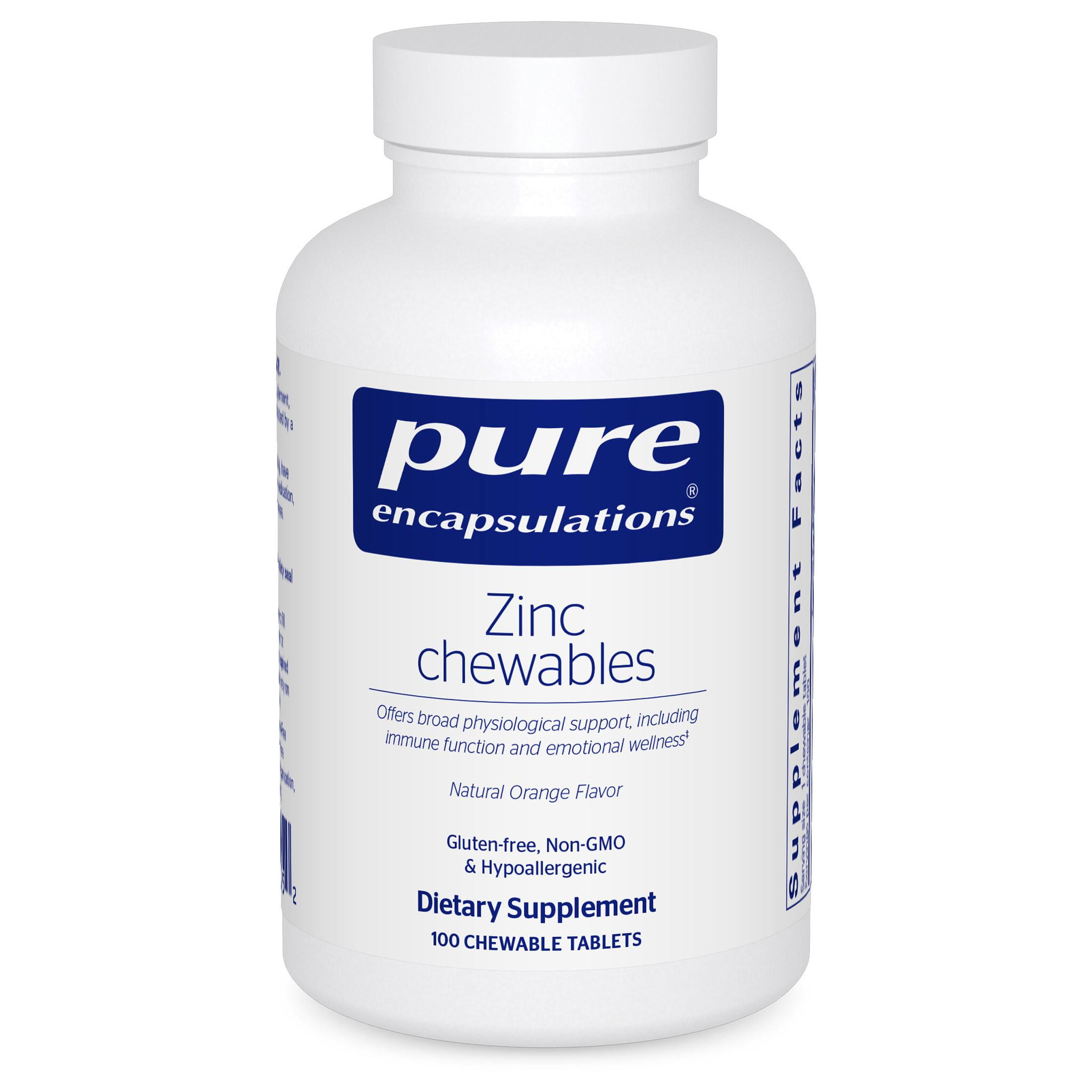 Pure Encapsulations Zinc Chewables | Supplement for Immune System Support, Growth and Development, and Wound Healing* | 100 Chewable Tablets | Natural Orange Flavor