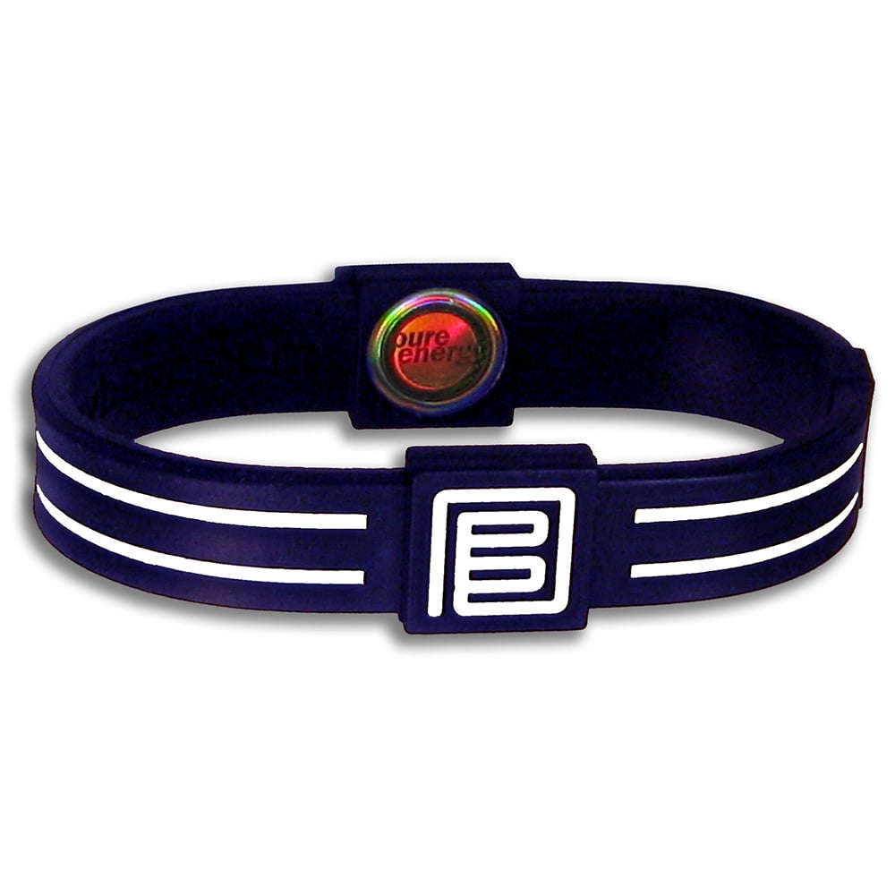 Pure Energy Duo Balance Band - Hologram Frequency Embedded Technology Silicone Bracelet(Navy/White , 7")