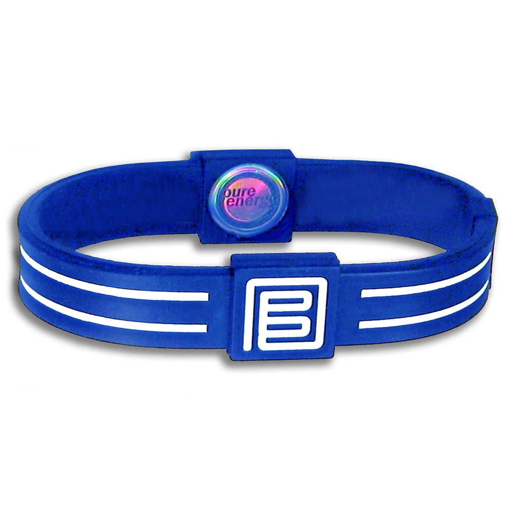 Pure Energy Duo Balance Band - Hologram Frequency Embedded Technology Silicone Bracelet(Roal Blue/White , 7")