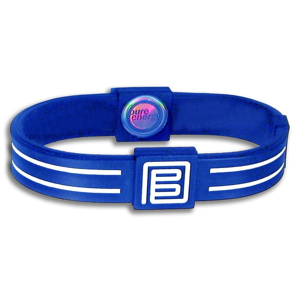 Pure Energy Duo Balance Band - Hologram Frequency Embedded Technology Silicone Bracelet(Roal Blue/White , 8")