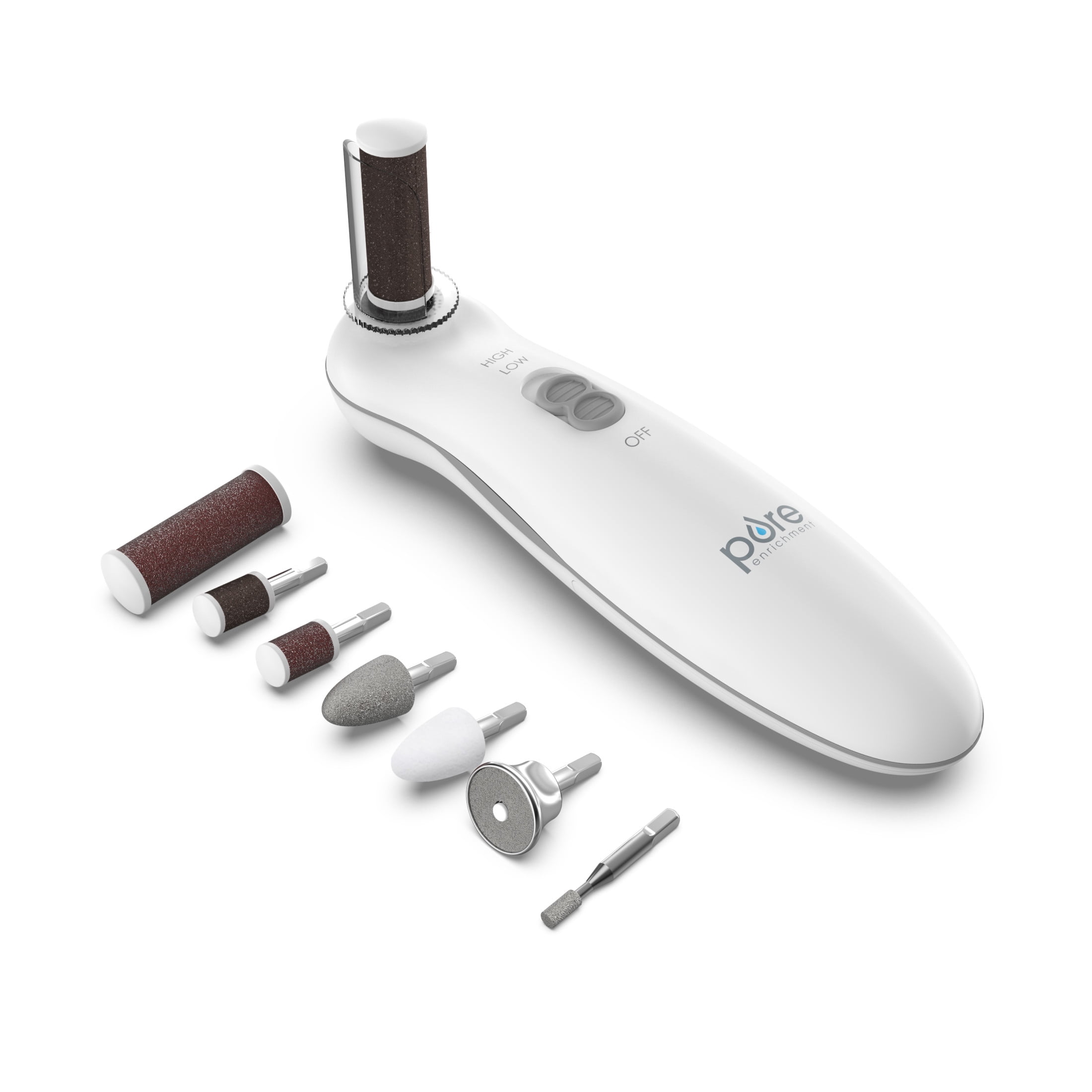 Pure Enrichment PurePedi Deluxe 10-Piece Pedicure Set - Professional At-Home Pedicure Kit with Attachments: Cordless Nail File, Drill, Callus Remover, & Protective Cap - Easy to Use, Salon-Quality