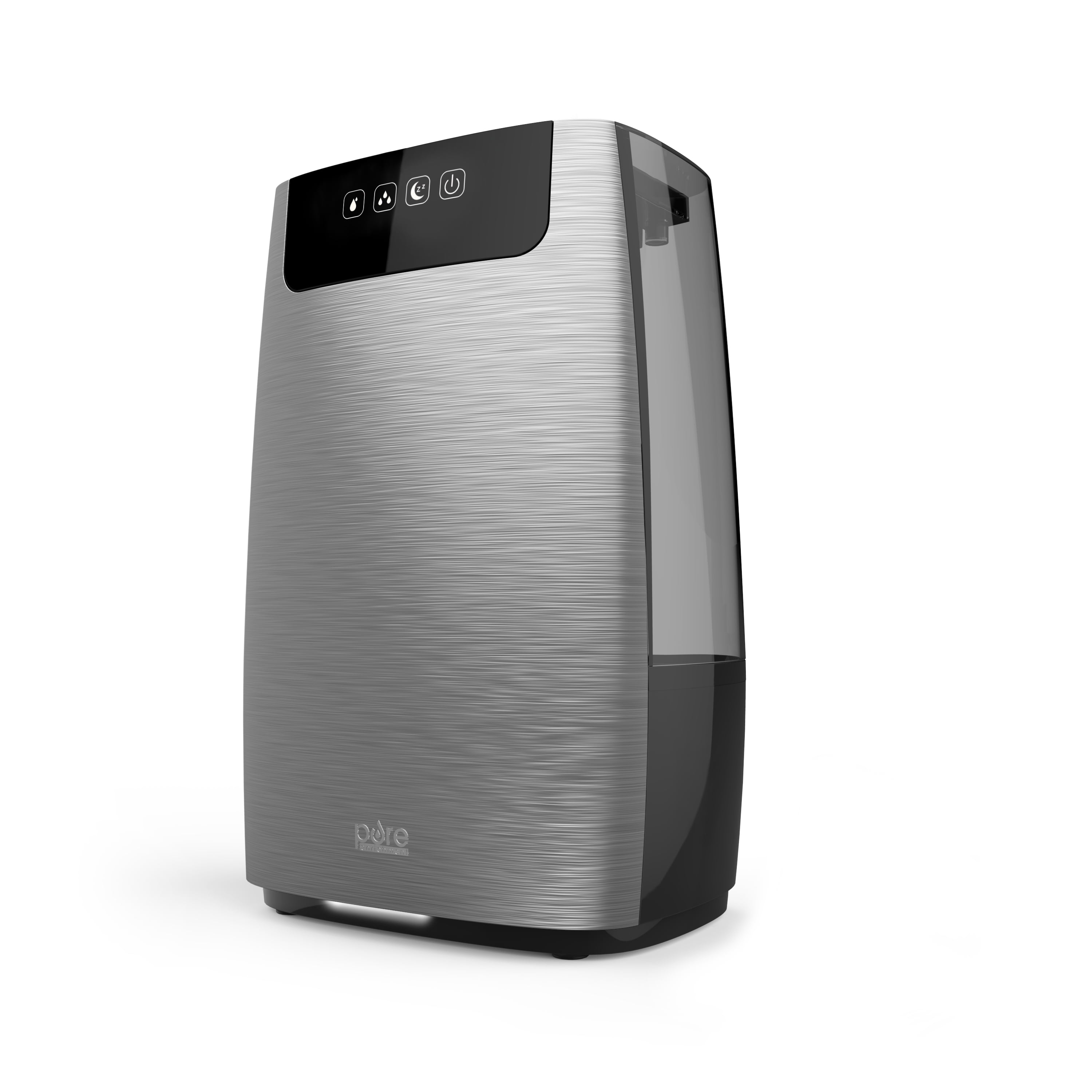 Gray Brushed Metal Ultrasonic Cool Mist Humidifier with Night Mode