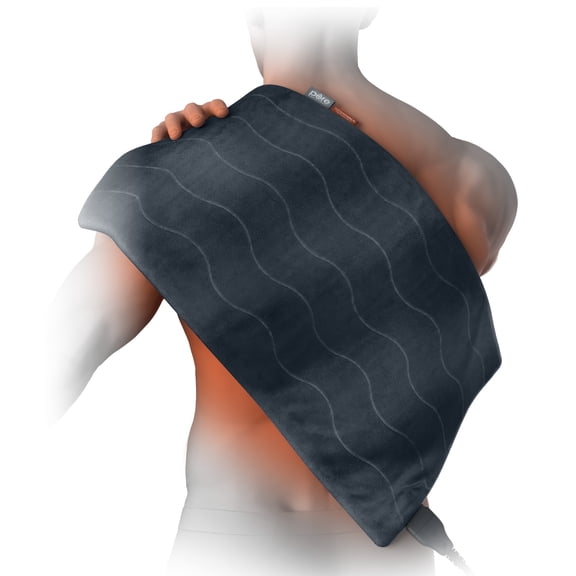 Pure Enrichment PureRelief Pro Far Infrared XL Heating Pad - Muscle Relief for Back, Neck, Shoulder, & Knee Pain in Athletes, 4 Heat Settings, Dry/Moist Heat, 12 x 24 Extra-Long Size (Iron Gray)