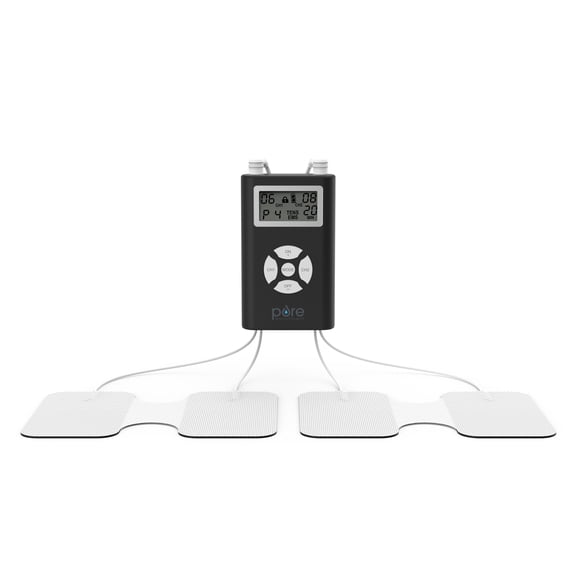 Pure Enrichment PurePulse Duo Dual Channel TENS & EMS Combo Muscle Stimulator - 14 Modes for Chronic Pain Relief, Adjustable Treatment Timer, Includes Reusable Electrode Pads, Storage Bag, & More