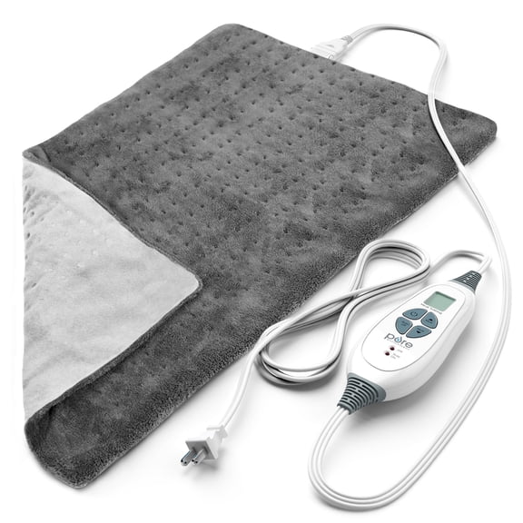 Pure Enrichment PureRelief XL Heating Pad - 12" x 24" Electric Heating Pad for Back Pain, 6 Heat Settings, Soft Machine Wash Fabric, Auto-Off & Moist Heat (Charcoal Gray)