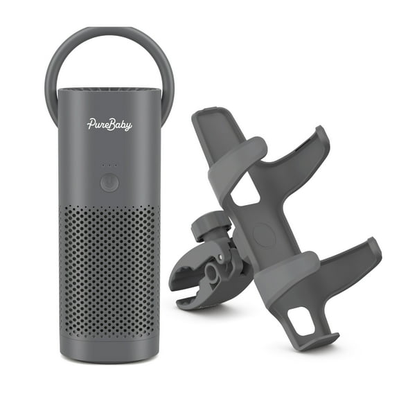 Pure Enrichment PureBaby On-the-Go Air Purifier - Portable Stroller Air Purifier & Adjustable Clamp for Car Seat, Crib, Bassinet & Playpen - True HEPA Filter Removes 99.97% of Allergens Around Baby