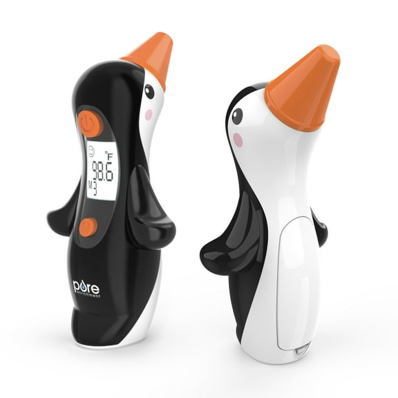 Pure Enrichment PureBaby Penguin Ear Thermometer - InstaRead Technology, LCD Backlit Display, 10 Memory Settings, Dual Scale Readings, Patented Design - Ideal for All Ages, Babies & Children
