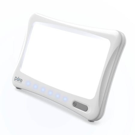 Pure Enrichment PureBliss Light Therapy Lamp - Lightweight LED Screen, Adjustable Chrome Stand, 2 Brightness Levels, Auto Shut-Off with LED Timer Lights - Ideal for Winter and Year-Round Use