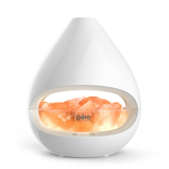 Pure Enrichment PureGlow Crystal - 2-in-1 Himalayan Salt Lamp & Ultrasonic Essential Oil Diffuser, Original Salt Therapy Lamp, 100% Pure Himalayan Salt, Ambient Glow, 160 mL 16-Hour Tank (White)