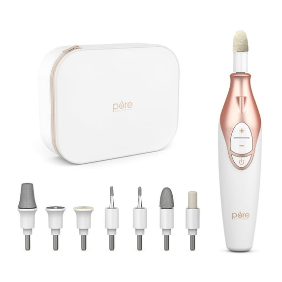 Pure Enrichment PureNails Luxe Rechargeable Manicure Set - Cordless Portable Electric Nail Drill for Acrylic Gel Nails, Manicure Pedicure with 9 Sapphire Filing Attachments and LED Grooming Light