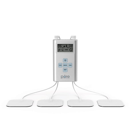 Pure Enrichment PurePulse Pro Advanced Dual Channel TENS Electronic Pulse Stimulator, LCD Screen, 8 Therapy Modes, & 25 Pulse Settings - 3 AAA Batteries, 4 Reusable Electrode Pads, & Storage Bag