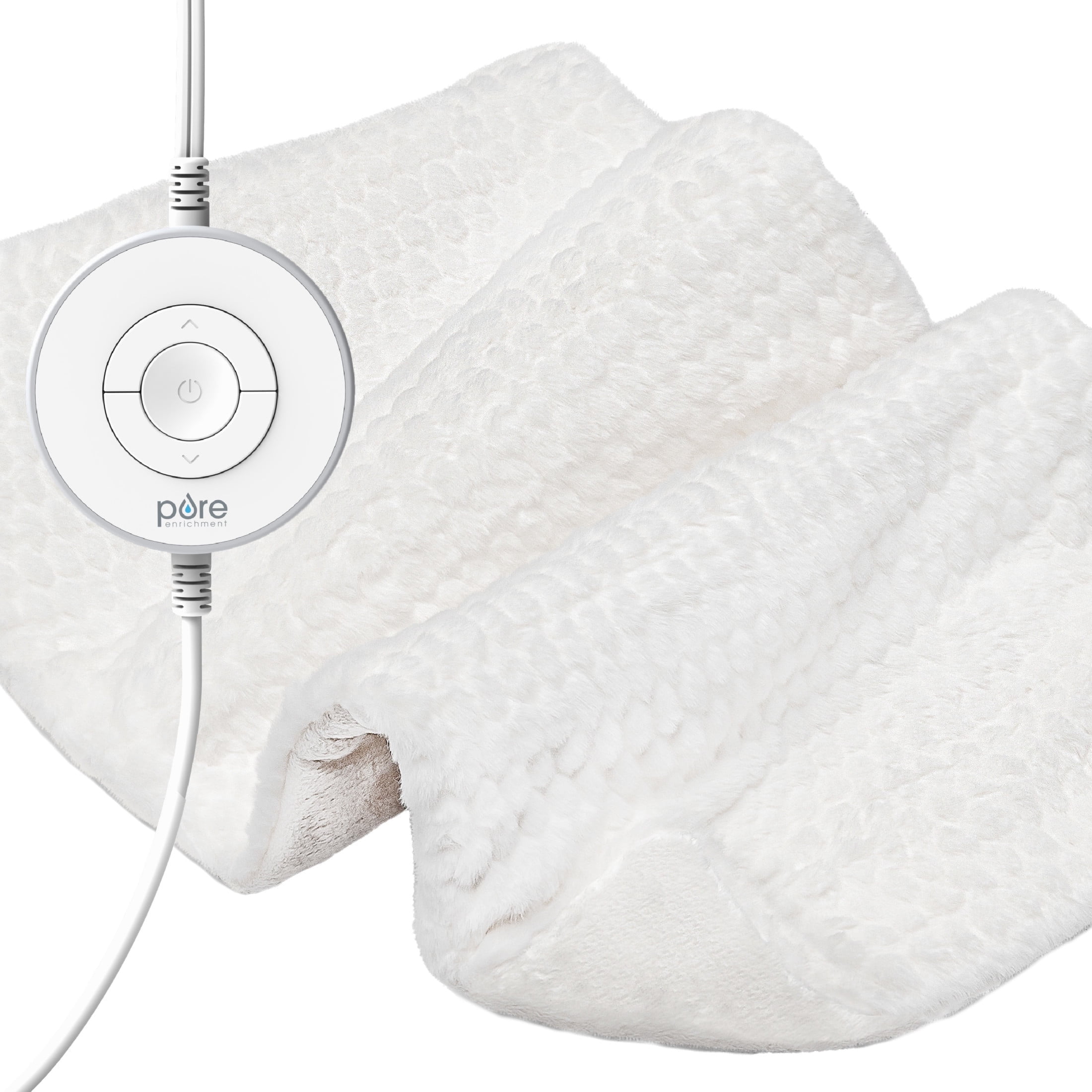 Pure Enrichment PureRadiance Luxury Heating Pad for Back, Neck, & Shoulder Pain Relief, Patented Design, Soft Faux Fur & Micromink, 6 Heat Settings, Machine Washable, 12”x24”(Cloud)