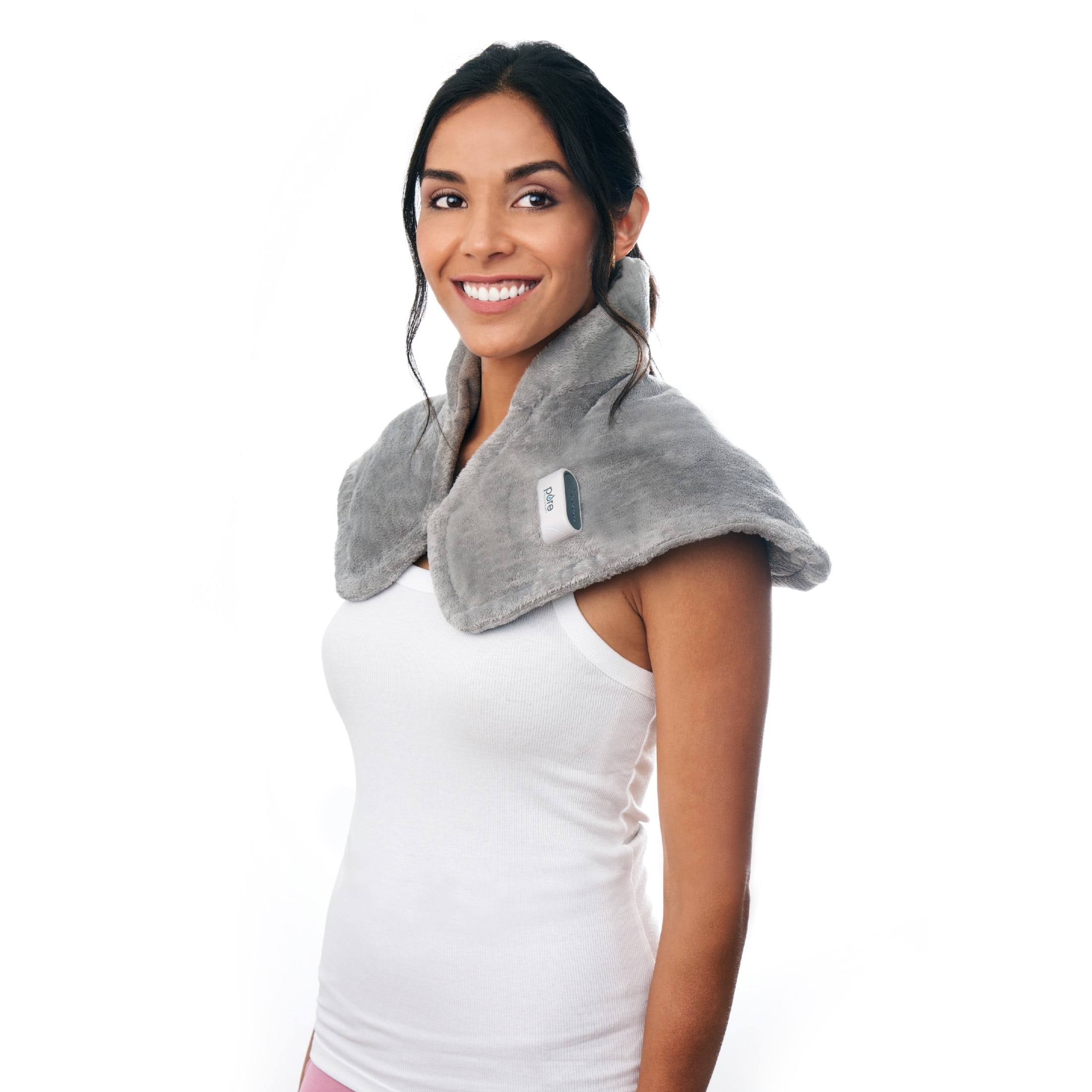 Pure Enrichment PureRelief Cordless Neck and Shoulder Heating Pad - 4 Heat Settings, 2-Hour Portable Use, 3 lbs of Weighted Pressure, Magnetic Closures, Soft Micromink, & Universal Fit Wide Collar