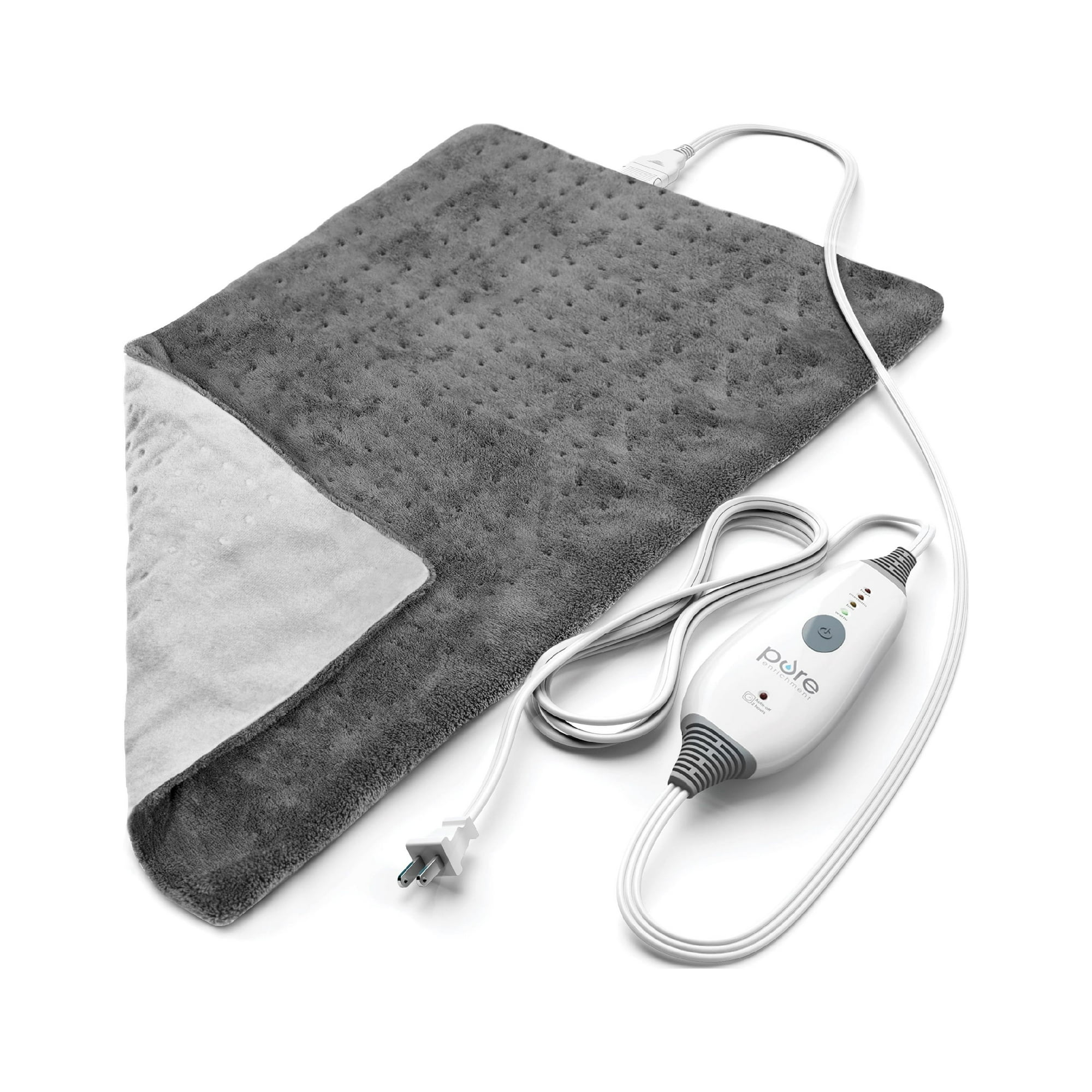 Pure Enrichment® PureRelief™ Deluxe Heating Pad (12 x 24), Full Body  Therapy Pad with 4 InstaHeat™ Settings, Soft Machine-Washable Microplush  Fabric and 2-Hour Auto Safety Shut-Off (Gray) - Walmart.com