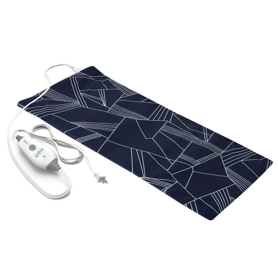 Pure Enrichment PurePureRelief Express Designer Series Electric Heating Pad - 12” x 24” Fast-Heating with 4 Heat Settings, Machine-Washable Fabric, & 2-Hour Auto Safety Shut-Off - Navy Graphic