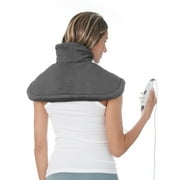 Pure Enrichment PureRelief Neck & Shoulder Heating Pad - 4 Heat Settings, Auto Shut-Off, Universal Fit, Magnet Closure, Soft Micromink, Storage Bag, Machine Wash Charcoal Gray