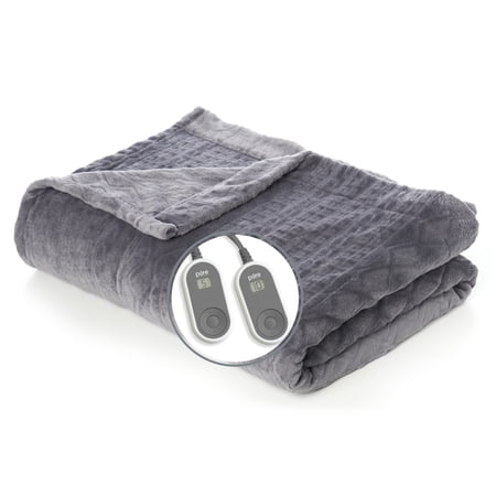 Pure Enrichment PureRelief Deluxe Queen Size Electric Blanket - 10 Heat Settings, Micromink Velvet, LCD Controller, Auto Shut-Off, Machine Washable