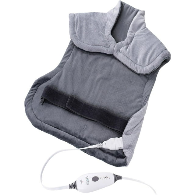 Pure Enrichment PureRelief XL Heating Pad for Back & Neck - Heat Therapy with 4 Heat Settings and Auto Shut-Off (Gray)