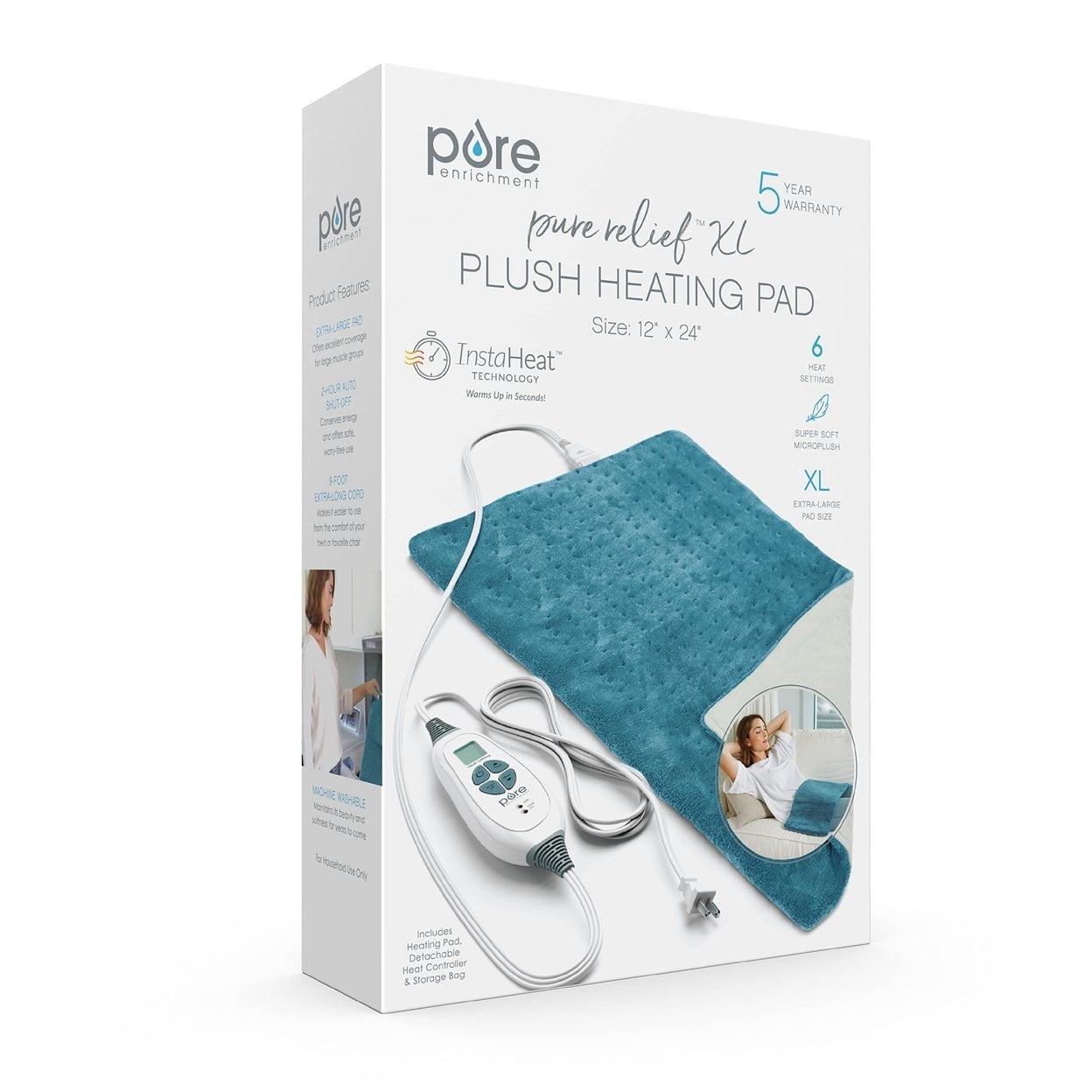 Pure Enrichment PureRelief XL Extra Large Soft Size Plush Heating Pad ...