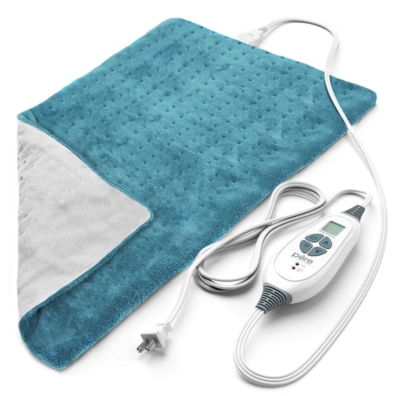 Pure Enrichment PureRelief XL Heating Pad - 12" x 24" Electric Heating Pad for Back Pain, 6 Heat Settings, Soft Machine Wash Fabric, Auto-Off & Moist Heat (Blue)