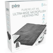 Pure Enrichment® PureRelief™ XXL (20" x 24") Electric Heating Pad for Back Pain and Cramps - 6 InstaHeat™ Settings, Machine Washable, Soft Microplush, 2-Hour Auto Shut-Off, & Storage Bag (Gray)