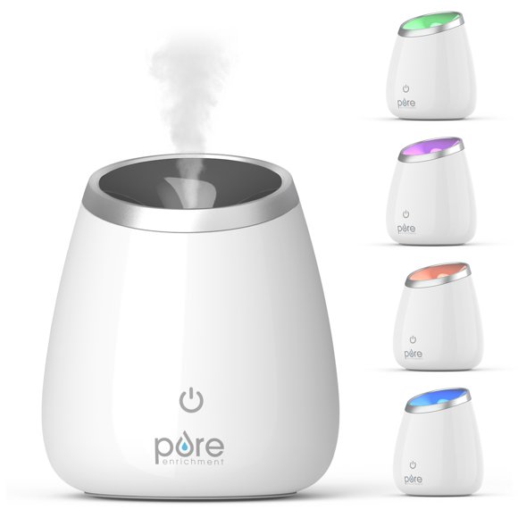 Pure Enrichment PureSpa Deluxe Ultrasonic Aromatherapy Oil Diffuser - 120ml Water Tank, Mood-Boosting Ionizer and Optional Color-Changing Light - Lasts Up to 10 Hours with Auto Safety Shut-Off