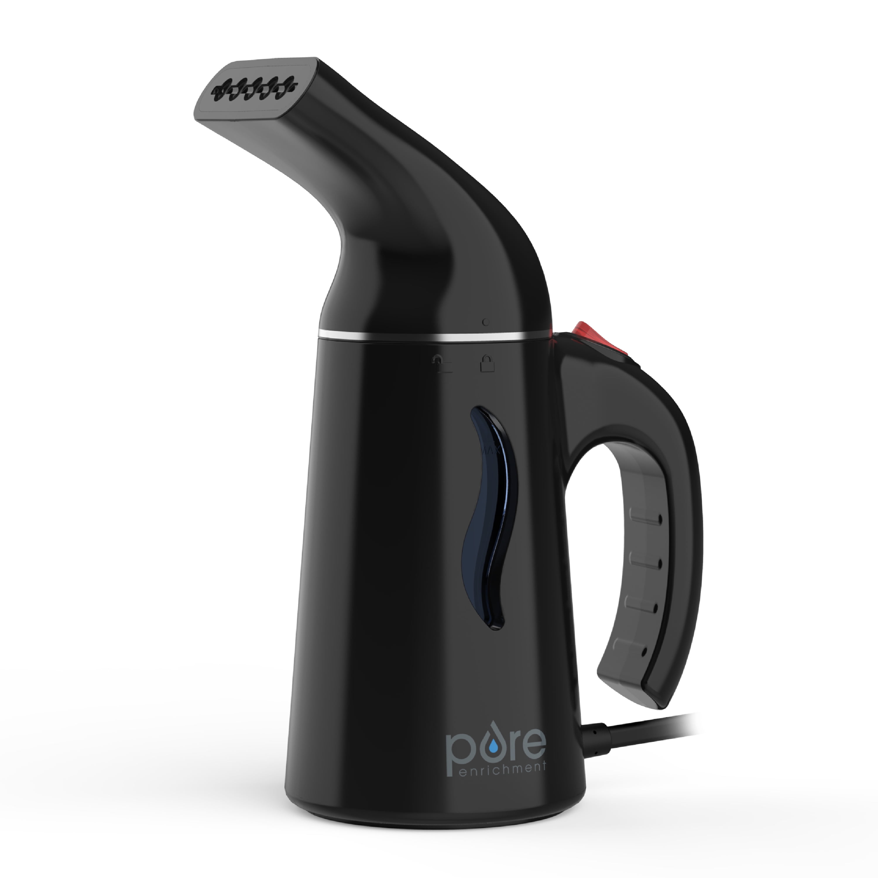 PureSteam Black Portable Fabric Steamer with Ergonomic Handle
