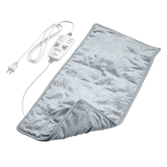 Pure Enrichment WeightedWarmth 3-in-1 Heating Pad - 3 InstaHeat Settings, 3 Massage Speeds & 4.1 lbs of Weighted Pressure for Menstrual Cramps, Shoulder, Neck & Back Pain - 12 x 24 (Steel Gray)
