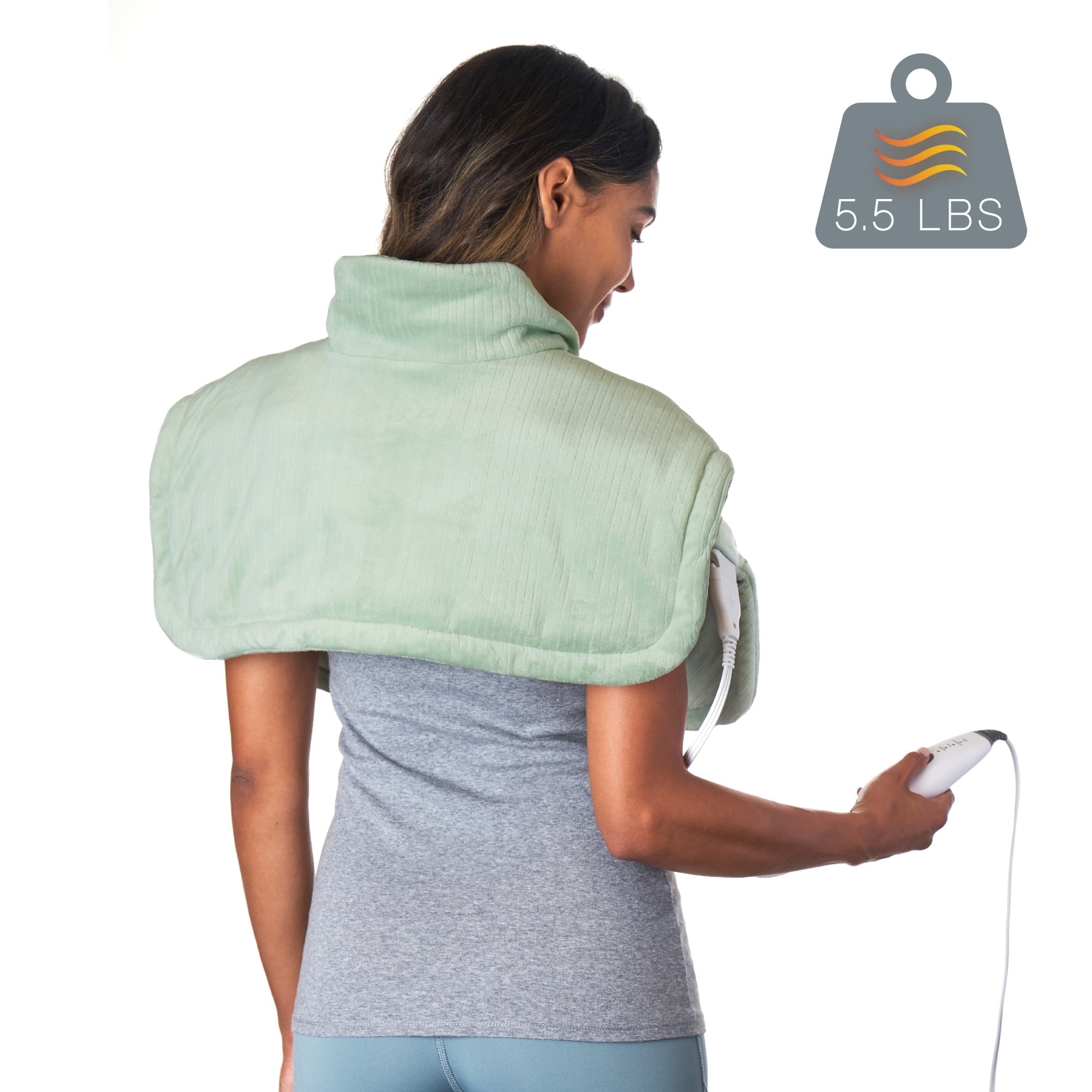 Pure Enrichment WeightedWarmth Weighted Neck and Shoulder Heating Pad - 5.5 lbs, 4 Heat Settings, BPA-Free Non-Toxic Beads, and Soft Micromink — Ideal for Neck, Shoulder, and Upper Back Pain (Jade)