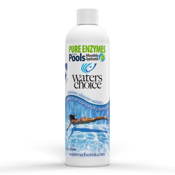 Waters Choice Pure Enzymes for Pools Natural Monthly Pool Cleaner & Water Clarifier for Crystal Clear Pool Water. Reduces Chlorine Usage & Breaks Down Organics - No Scum or Odors