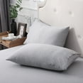 thumbnail image 1 of Pure Era 100% T-Shirt Jersey Knit Cotton Pillowcases Super Soft Breathable, Set of 2, Standard 20”x26”, Heathered Grey, 1 of 4