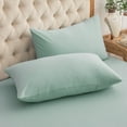 thumbnail image 1 of Pure Era 100% T-Shirt Jersey Knit Cotton Pillowcases Super Soft Breathable, Set of 2, Standard 20”x26” Sage Green, 1 of 4