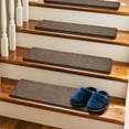 thumbnail image 1 of Pure Era 8" x 30" Plush Carpet Stair Treads Protector Cover Indoor Shaggy Rug Self Adhensive Set of 12,Brown, 1 of 9