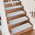 thumbnail image 1 of Pure Era Bullnose Plush Carpet Stair Treads Protector Cover 9" x 30" Indoor Shaggy Rug Self Adhensive Set of 12,Gray, 1 of 8