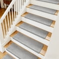 thumbnail image 1 of Pure Era Bullnose Plush Carpet Stair Treads Protector Cover 9" x 30" Indoor Shaggy Rug Self Adhensive Set of 12,Gray, 1 of 11