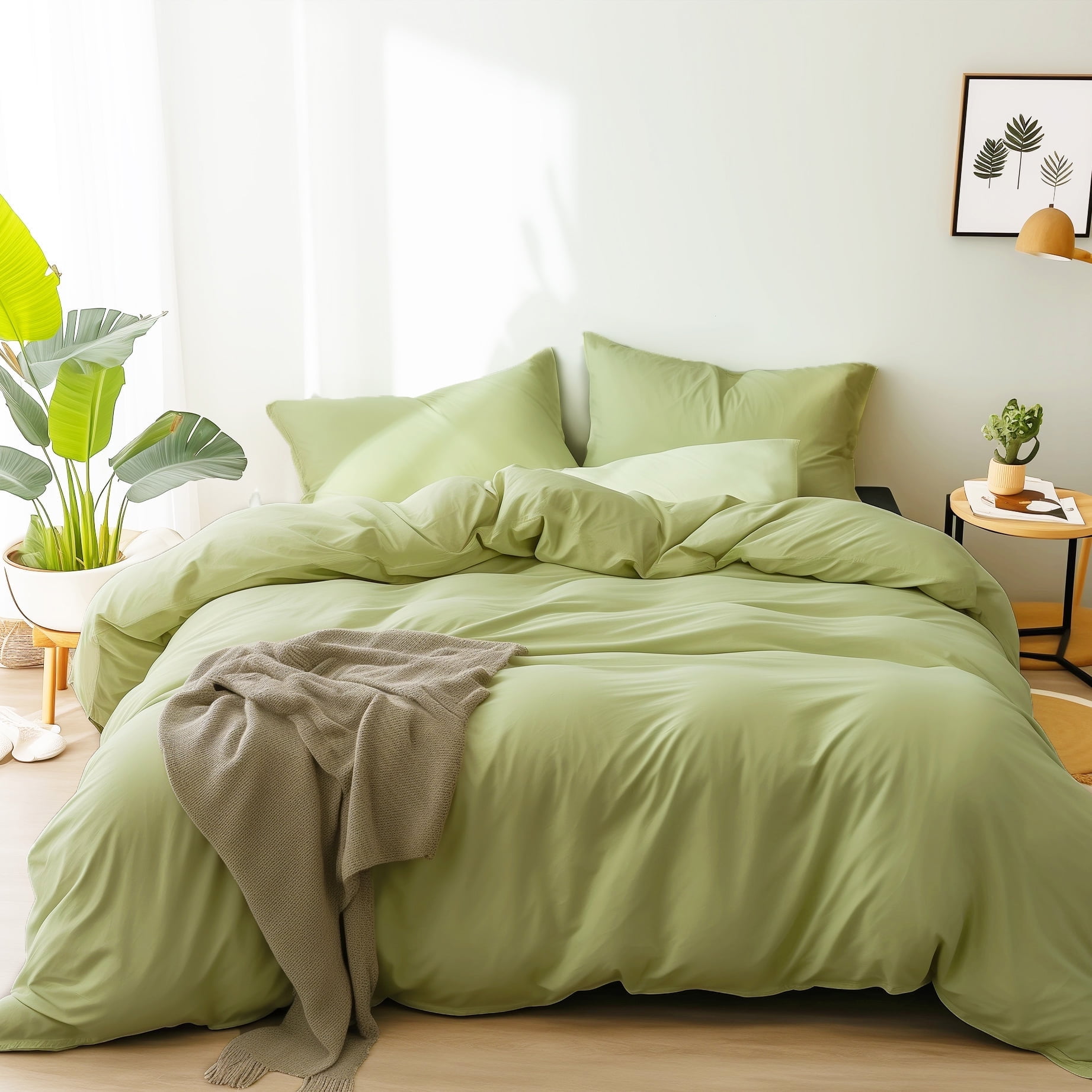 King Lemon Green Jersey Cotton Duvet Cover Set