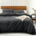 thumbnail image 1 of Pure Era 3pc Duvet Cover Set-Jersey Cotton 100% T-Shirt Cotton-Ultra Soft Heathered Black-King Size,Charcoal Gray, 1 of 6