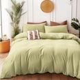 thumbnail image 1 of Pure Era Duvet Cover Set Queen Size-Ultra Soft 100% Jersey Knit Cotton -2x Pillowcases- Solid Matcha Tea Green, 1 of 5