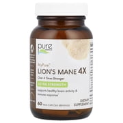 Pure Essence Labs - MyPure Lions Mane 4X, Organic Fruiting Body Extract for Focus & Brain Health - 60 Vegetarian Capsules