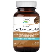 Pure Essence Labs - MyPure Turkey Tail 4X, Organic Fruiting Body Mushroom Extract for Daily Wellness - 30 Vegetarian Capsules