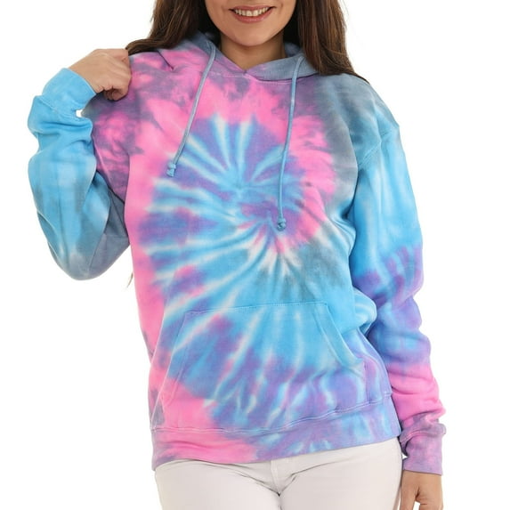 Pure Essence Tie Dye Fleece Long Sleeve Pullover Hoodie for Men and Women