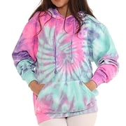Pure Essence Tie Dye Long Sleeve Fleece Pullover Hoodie for Men and Women
