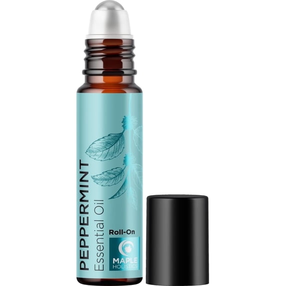 Pure Essential Oil Roll On for Headaches - Maple Holistics Pre-Diluted Aromatherapy Oils Blend for Relaxation and Self-Care with Natural Peppermint Oil 0.33 fl oz